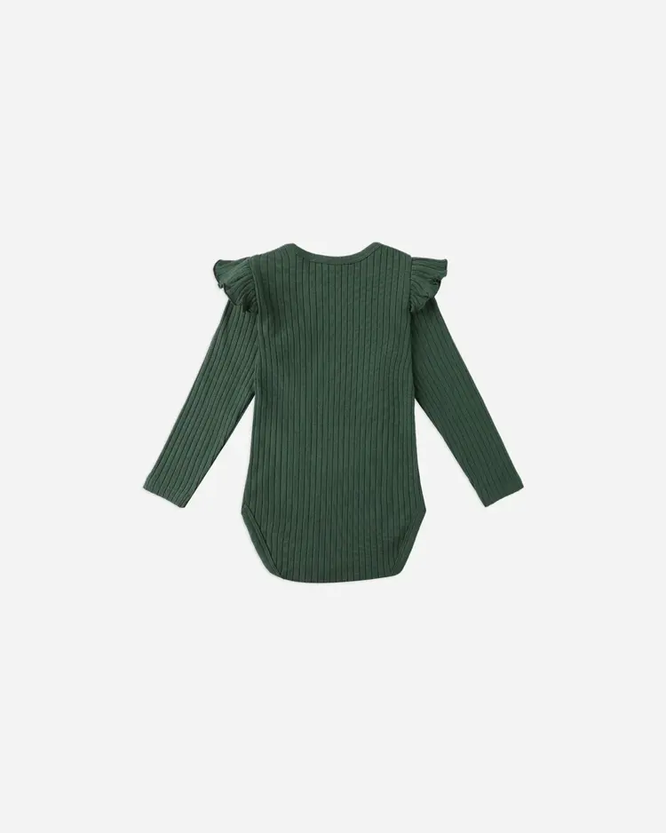 Rylee + Cru Shoulder Ruffle Bodysuit || Green