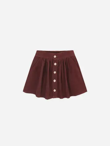 Rylee + Cru Button Front Mini Skirt || Burgundy