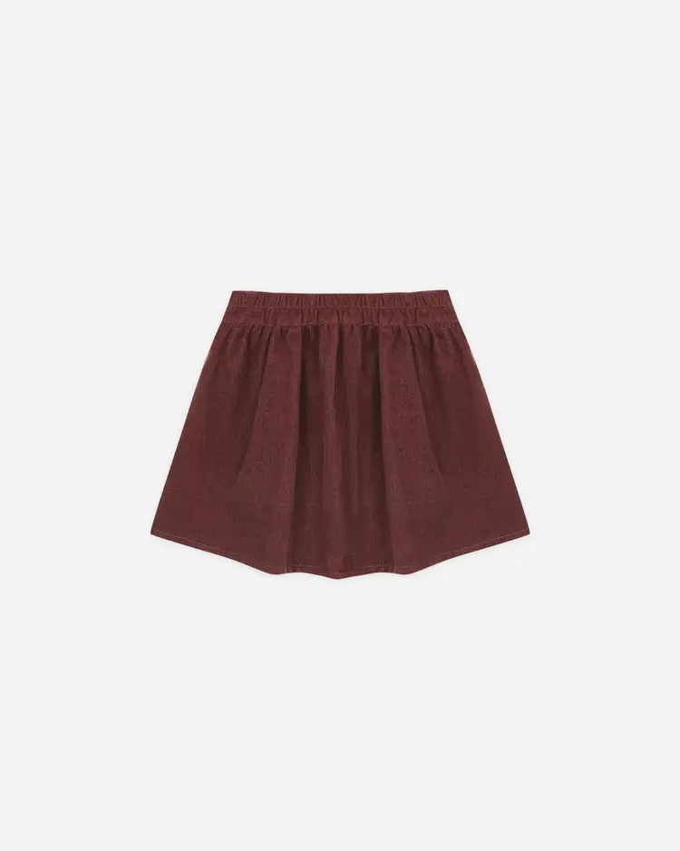 Rylee + Cru Button Front Mini Skirt || Burgundy