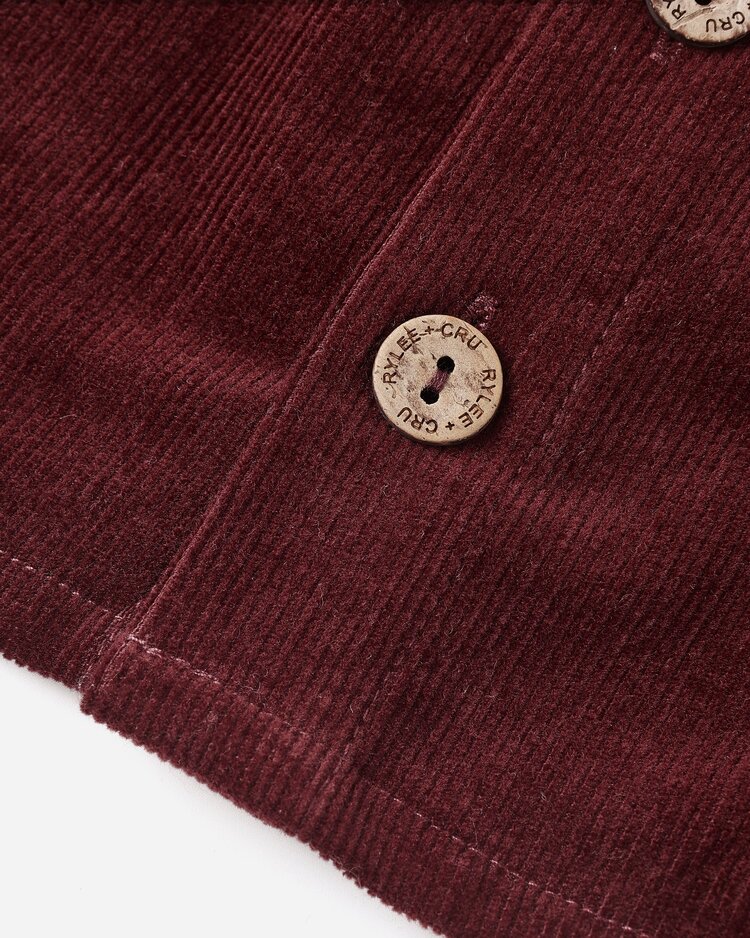 Rylee + Cru Button Front Mini Skirt || Burgundy