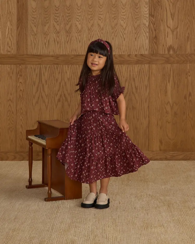 Rylee + Cru Colette Top & Ruffle Tiered Midi Skirt Set || Harvest Berry