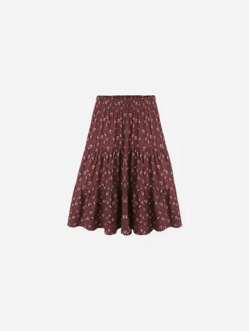 Rylee + Cru Ruffle Tiered Midi Skirt || Harvest Berry
