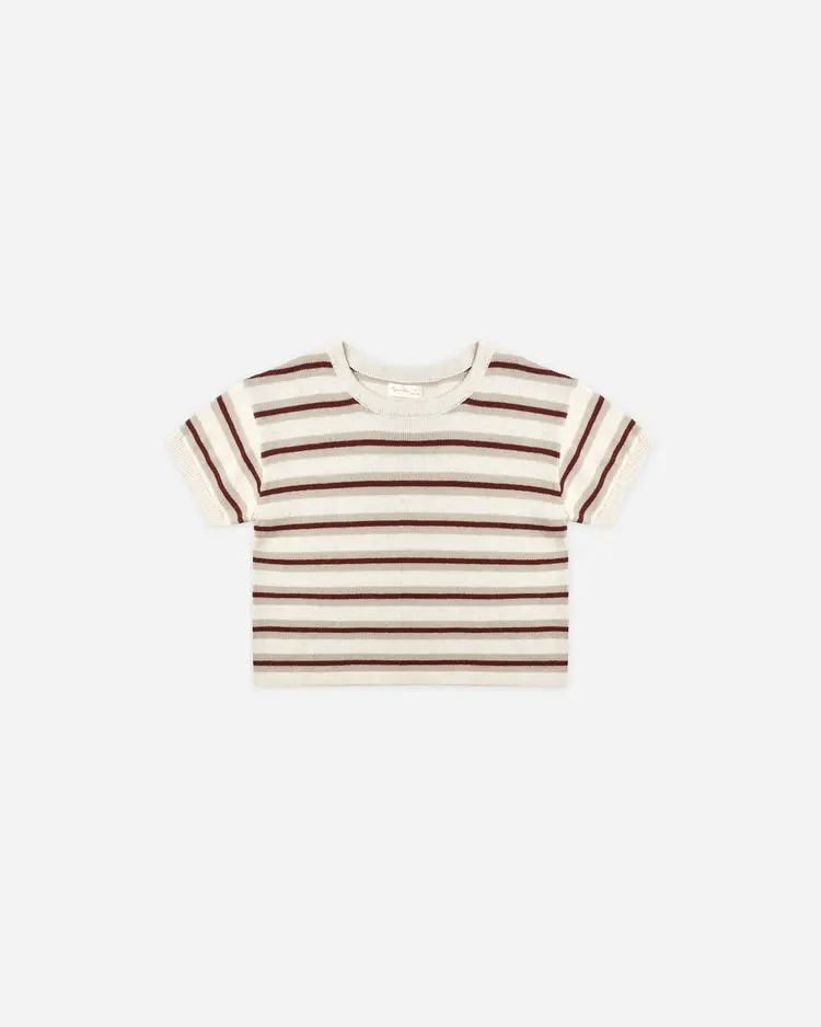 Rylee + Cru Boxy Crop Knit Tee || Autumn Stripe