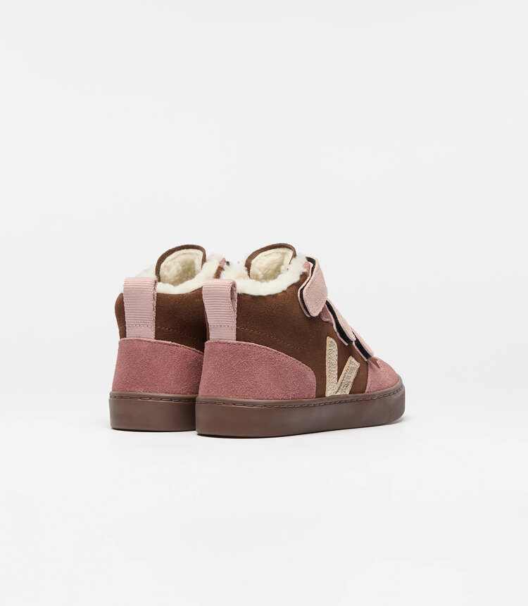 Veja V-10 Mid Furred Suede Walnut Platine Bark