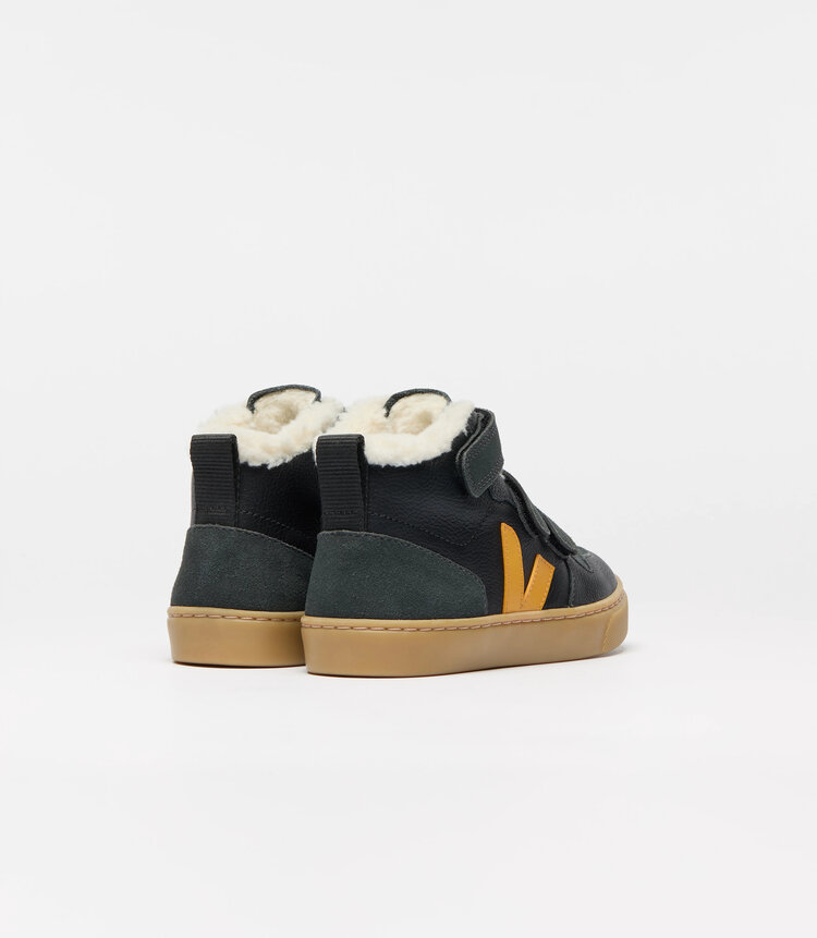 Veja V-10 Mid Furred Leather Black Ouro Grafite