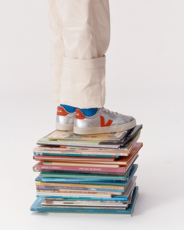 Veja Volley Elastic Laces Leather Silver Pekin