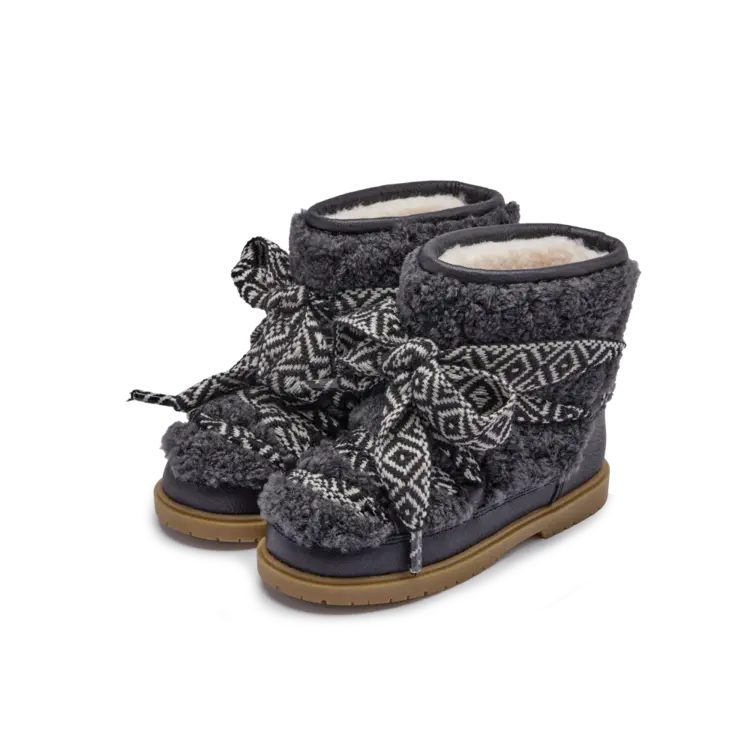 Donsje Walaya Boots | Navy Curly Sheep Wool