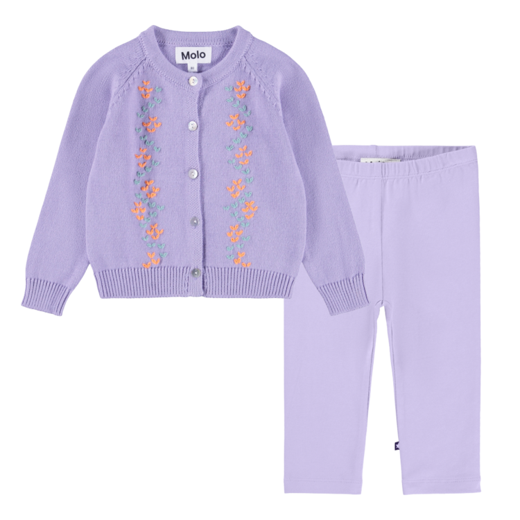 Molo Nette Warm & Gilli Cardigan Set - Faded Purple