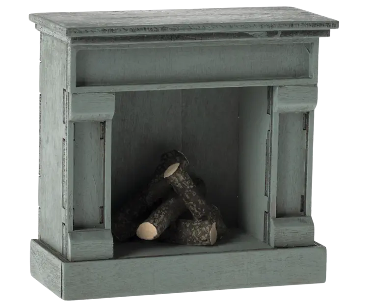 Maileg Fireplace, Mouse - Blue