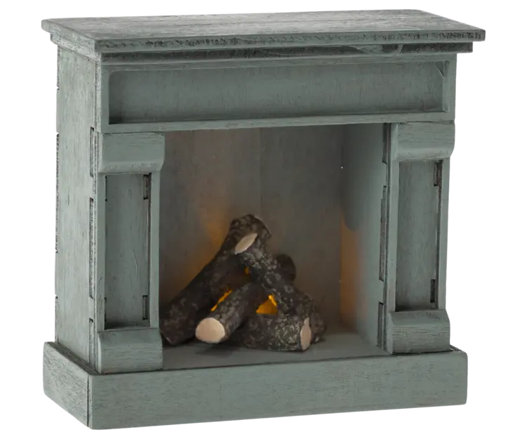 Maileg Fireplace, Mouse - Blue