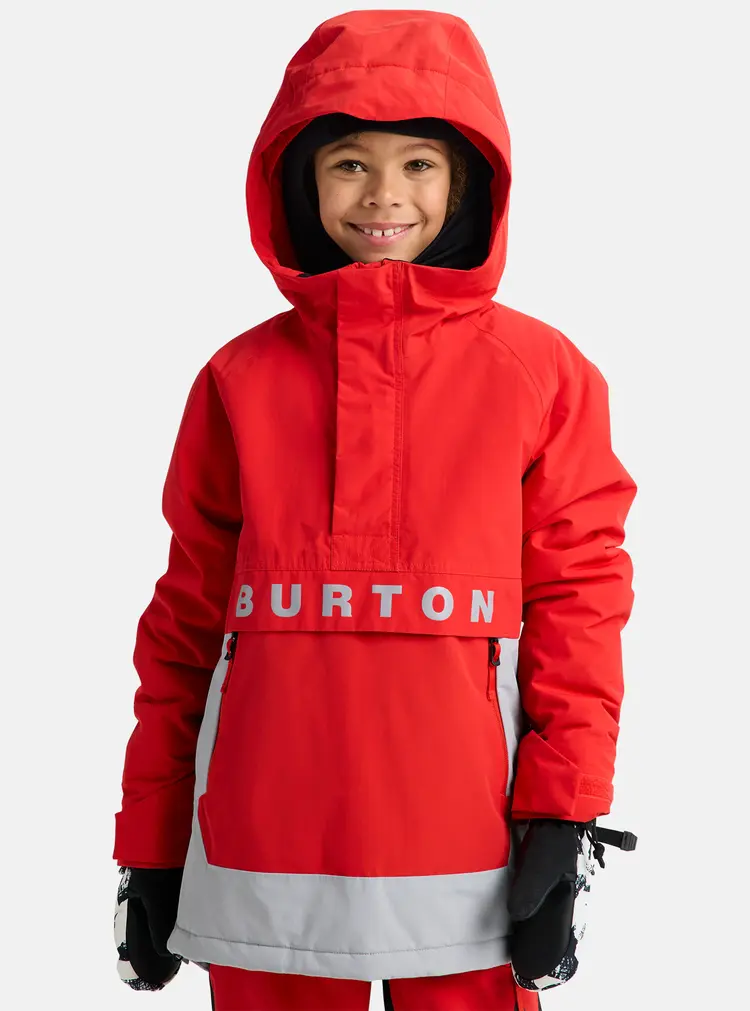 Burton Kids' Burton Frostner 2L Anorak Jacket- Flame Scarlet / Silver Sconce
