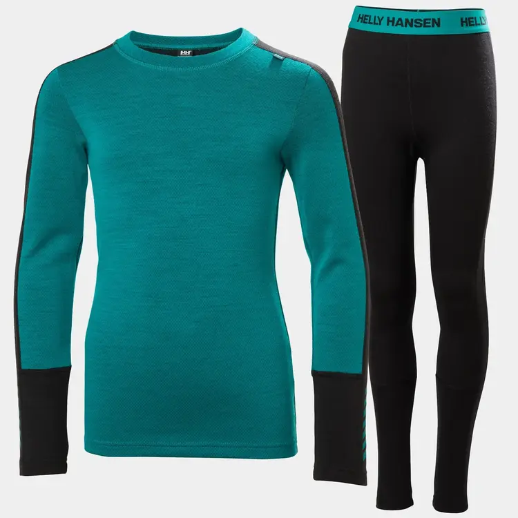 Helly Hansen Juniors' LIFA® Merino Midweight Base Layer Set- Signal Green