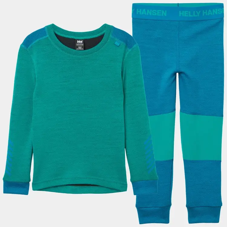 Helly Hansen Kids' LIFA® Merino Wool Base Layer Set- Signal Green