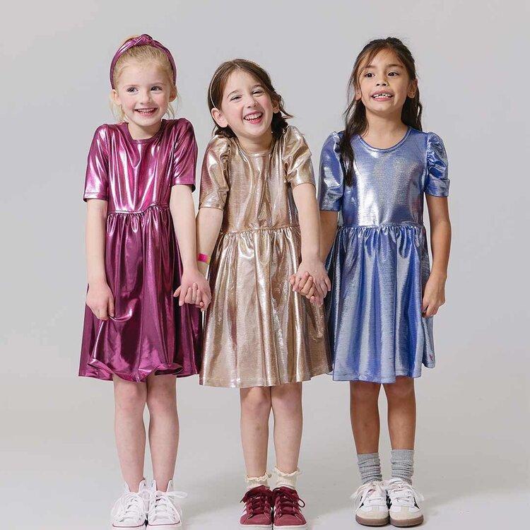 Pink Chicken Girls Lame Laurie Dress- Champagne