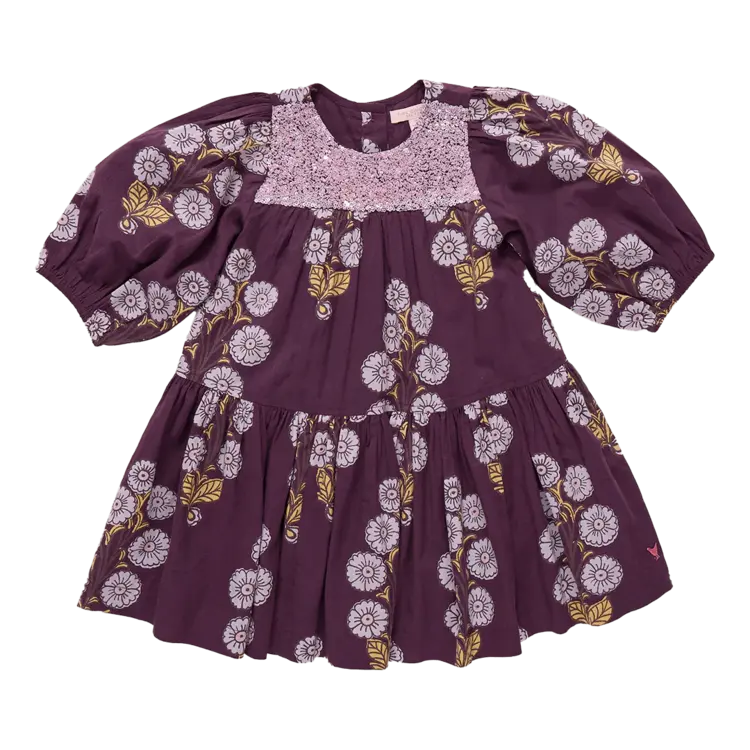 Pink Chicken Girls Fiona Dress- Plum Buttercup Floral