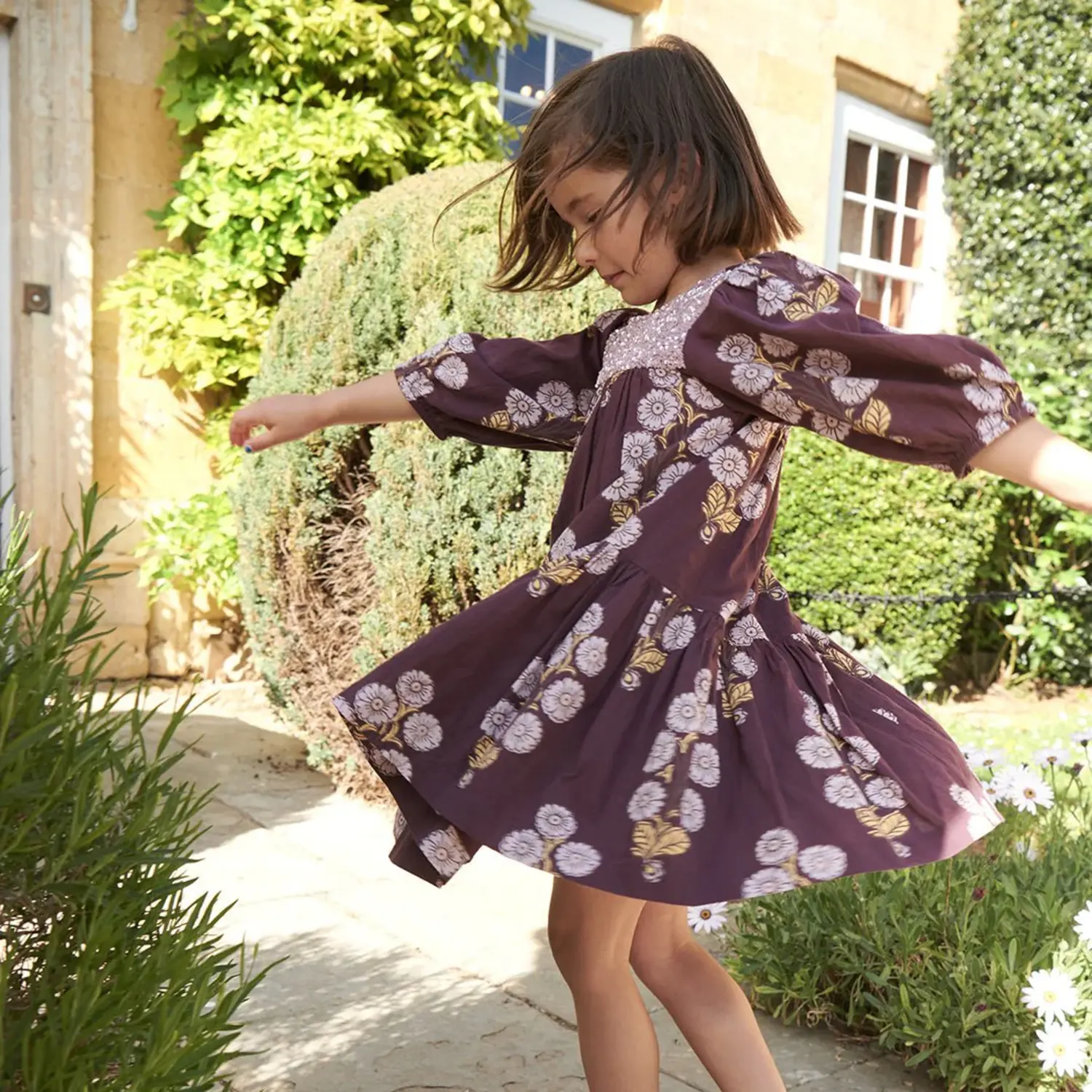 Pink Chicken Girls Fiona Dress- Plum Buttercup Floral Pink Chicken Girls Fiona Dress- Plum Buttercup Floral