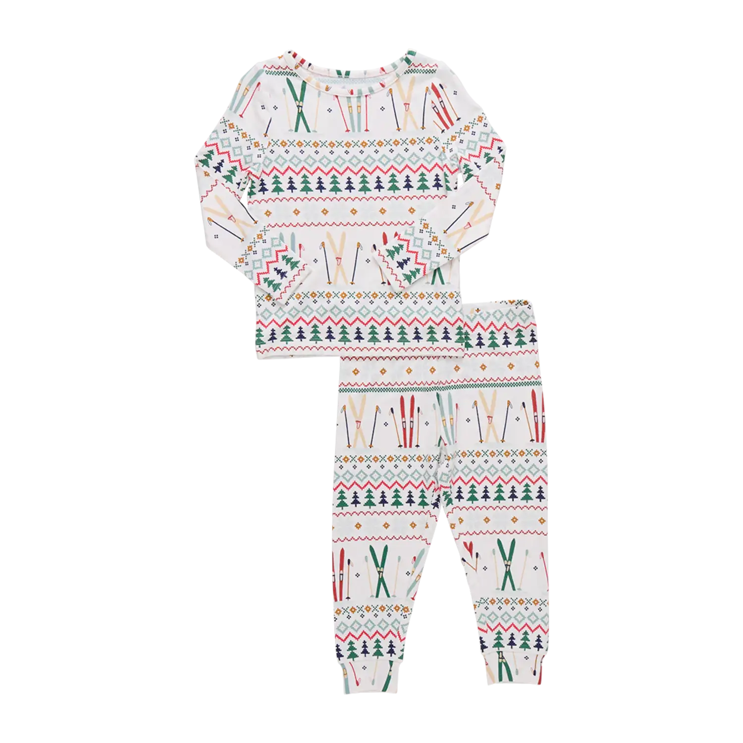 Pink Chicken Kids Bamboo PJ Set- Ski Fair Isle - Yellow Turtle