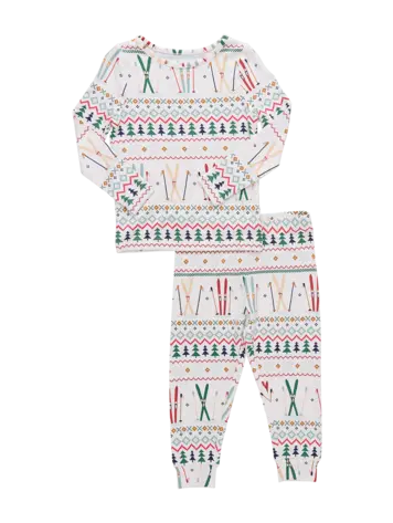 Pink Chicken Kids Bamboo PJ Set- Ski Fair Isle