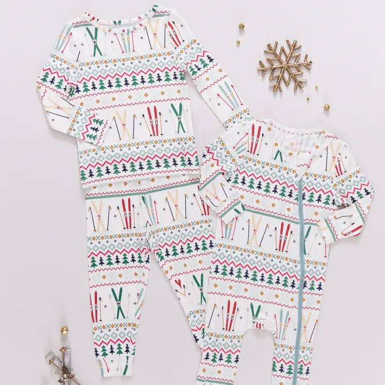 Pink Chicken Kids Bamboo PJ Set- Ski Fair Isle