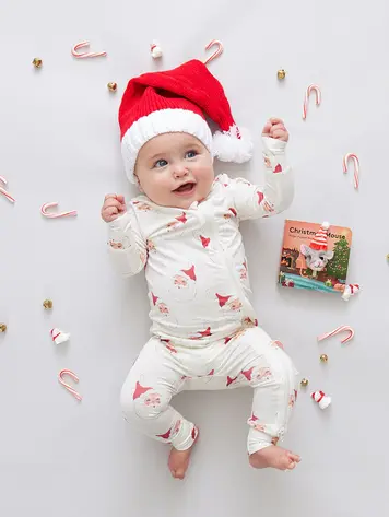 Pink Chicken Baby Bamboo Romper- Small Santas