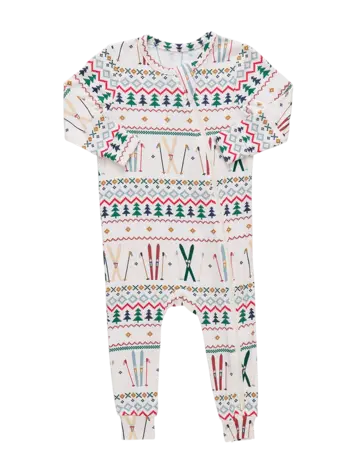 Pink Chicken Baby Bamboo Romper- Ski Fair Isle