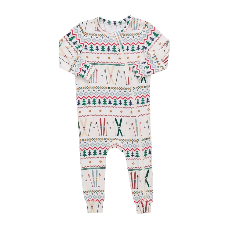 Pink Chicken Baby Bamboo Romper- Ski Fair Isle