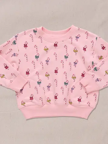 Coop (Pink Chicken) Play Sweatshirt - Mini Candy Cane