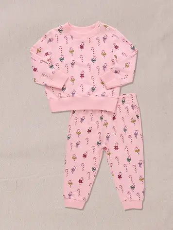 Coop (Pink Chicken) Baby Jax Jogger Set - Mini Candy Cane