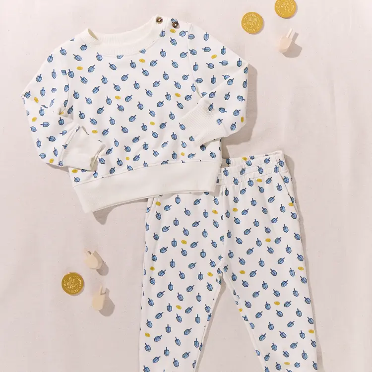 Coop (Pink Chicken) Baby Jax Jogger Set - Tossed Dreidels