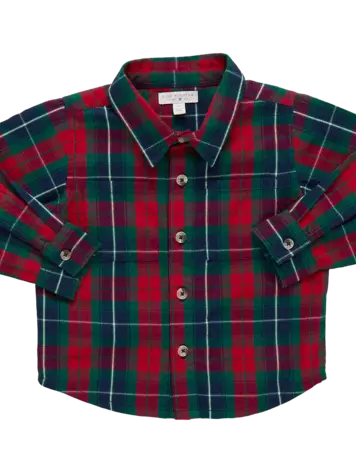 Blue Rooster (Pink Chicken) Boys Jack Shirt- Red Tartan