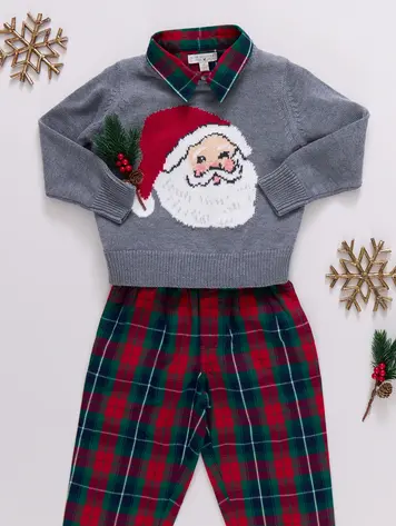 Blue Rooster (Pink Chicken) Boys Oliver Sweater- Santa