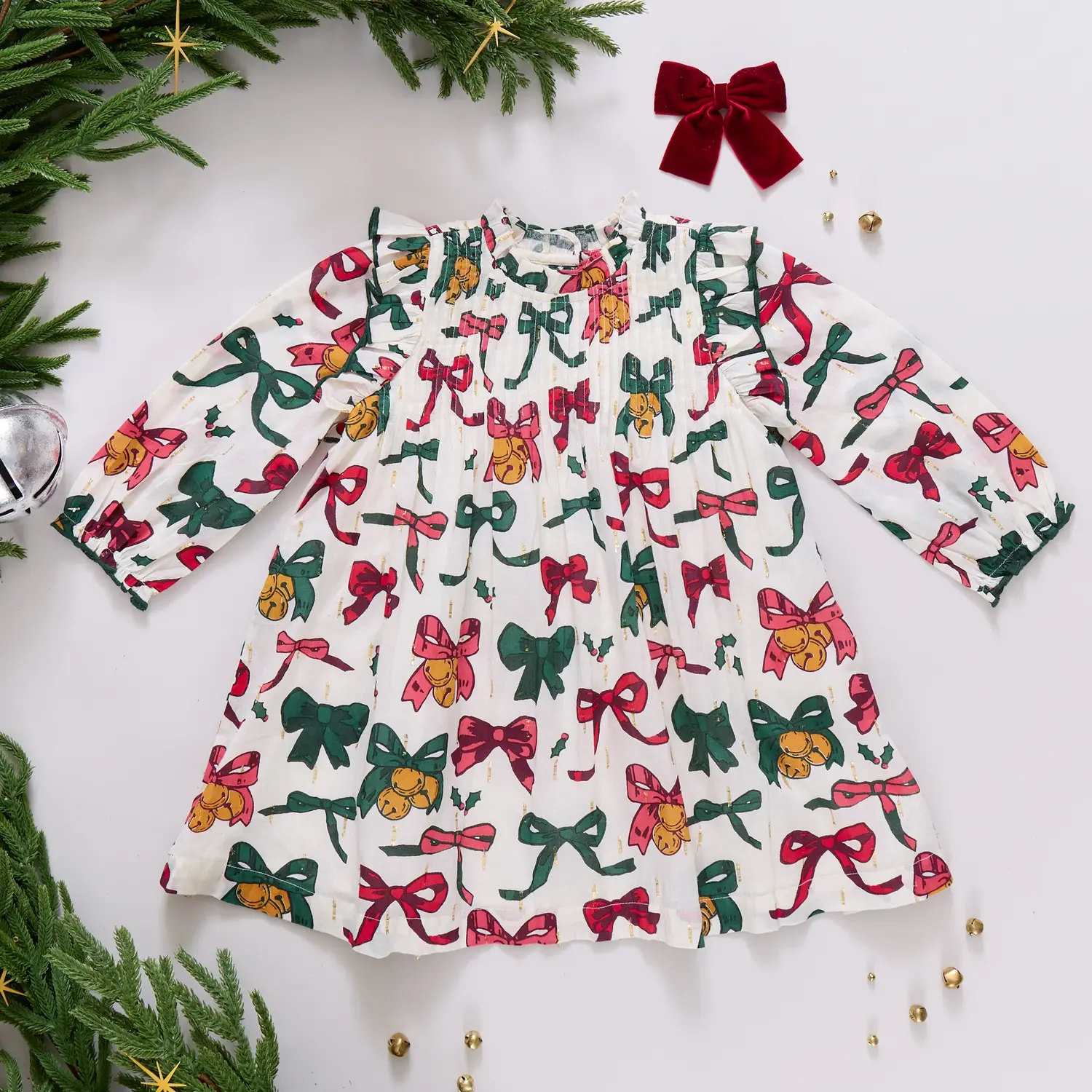 white christmas dresses Embroidery Brooke Dress - Christmas Lights main image 0