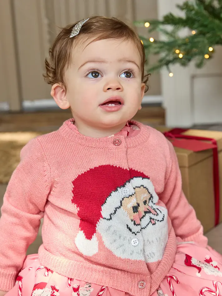 Pink Chicken Girls Jaipur Dress- Christmas Bow and Bells