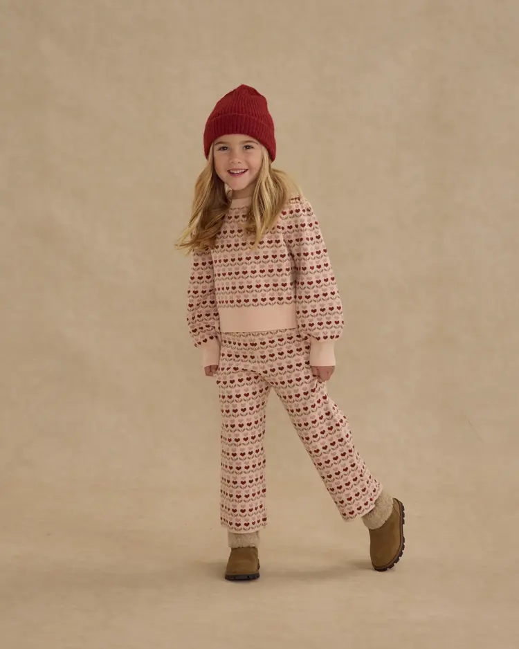 Rylee + Cru Jacquard Knit Set || Ruby Hearts