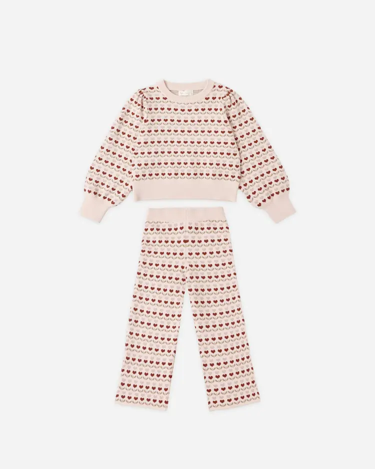 Rylee + Cru Jacquard Knit Set || Ruby Hearts