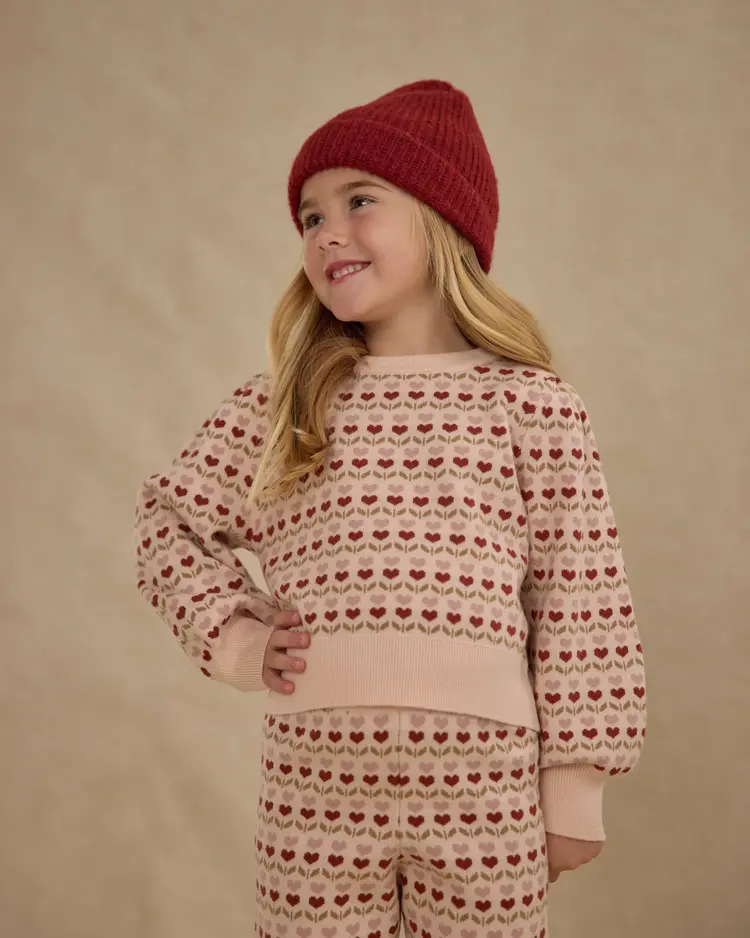 Rylee + Cru Jacquard Knit Set || Ruby Hearts