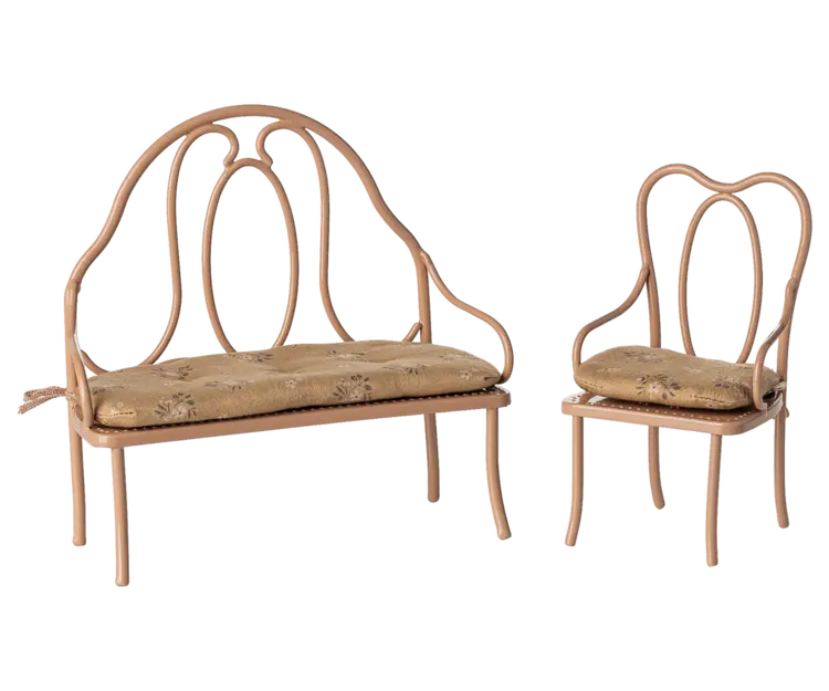 Maileg Vintage chair, Mini - Dark powder