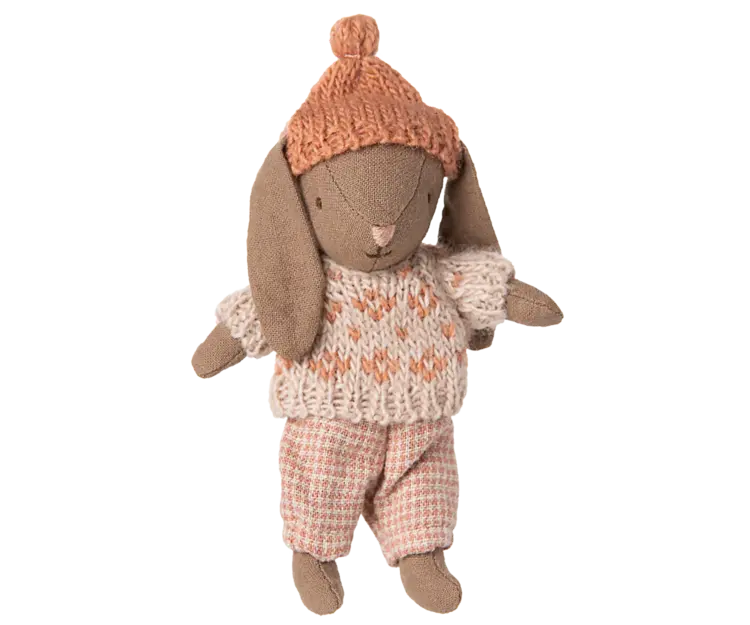 Maileg Winter bunny, Micro - Brown - Rose
