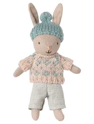 Maileg Winter rabbit, Micro - Sand - Mint