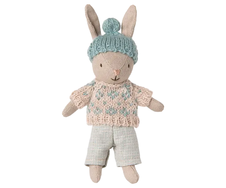 Maileg Winter rabbit, Micro - Sand - Mint