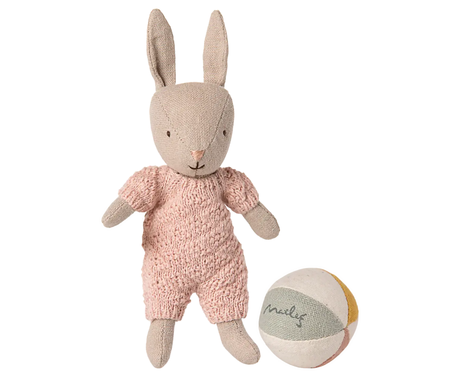 Maileg Rabbit set, Micro - Sand - Rose - Yellow Turtle