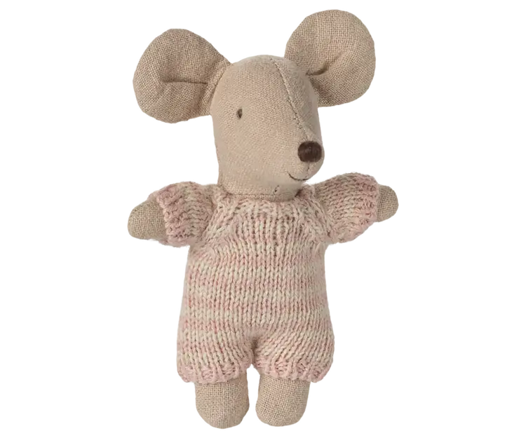 Maileg Baby mouse in carry cot - Rose