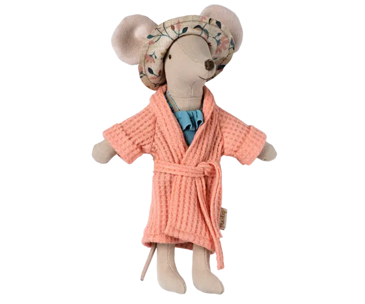 Maileg Bathrobe - Coral, Dad/Mum Mouse