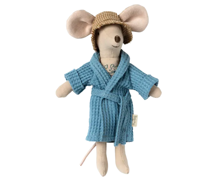 Maileg Bathrobe - Dusty Blue, Dad/Mum Mouse