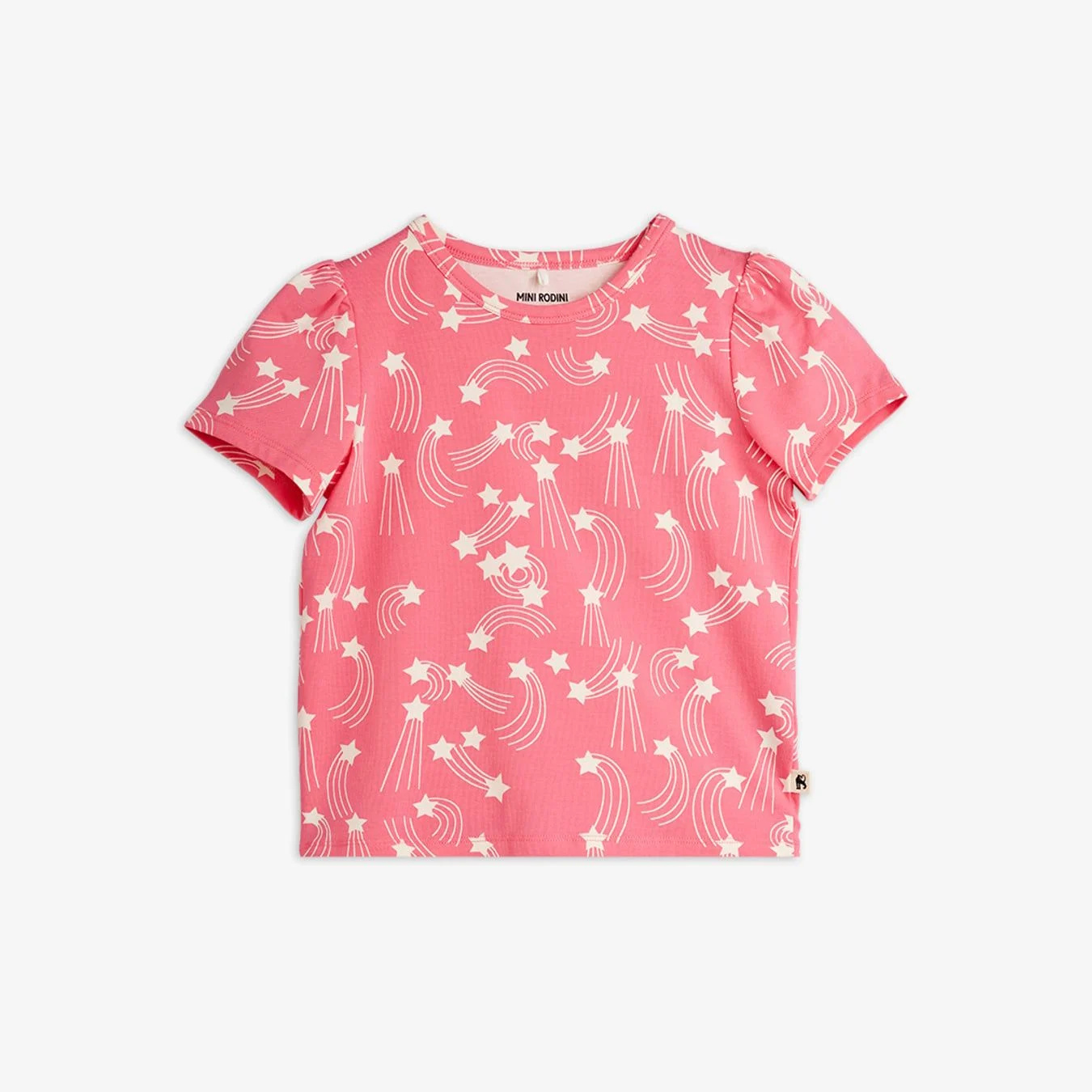 Mini Rodini Starfall Print Puff Sleeve Top - Yellow Turtle