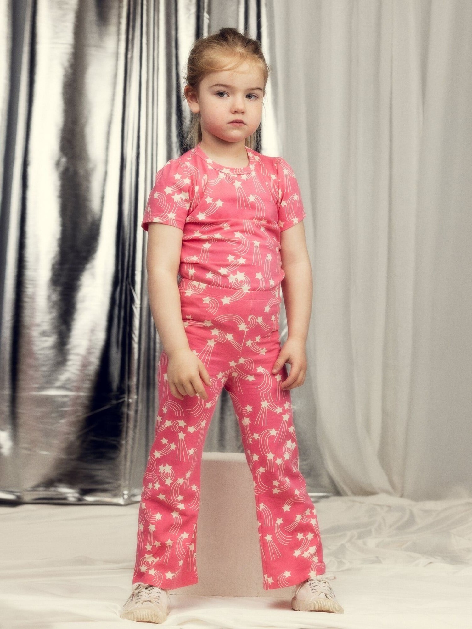 Mini Rodini Starfall Print Puff Sleeve Top - Yellow Turtle