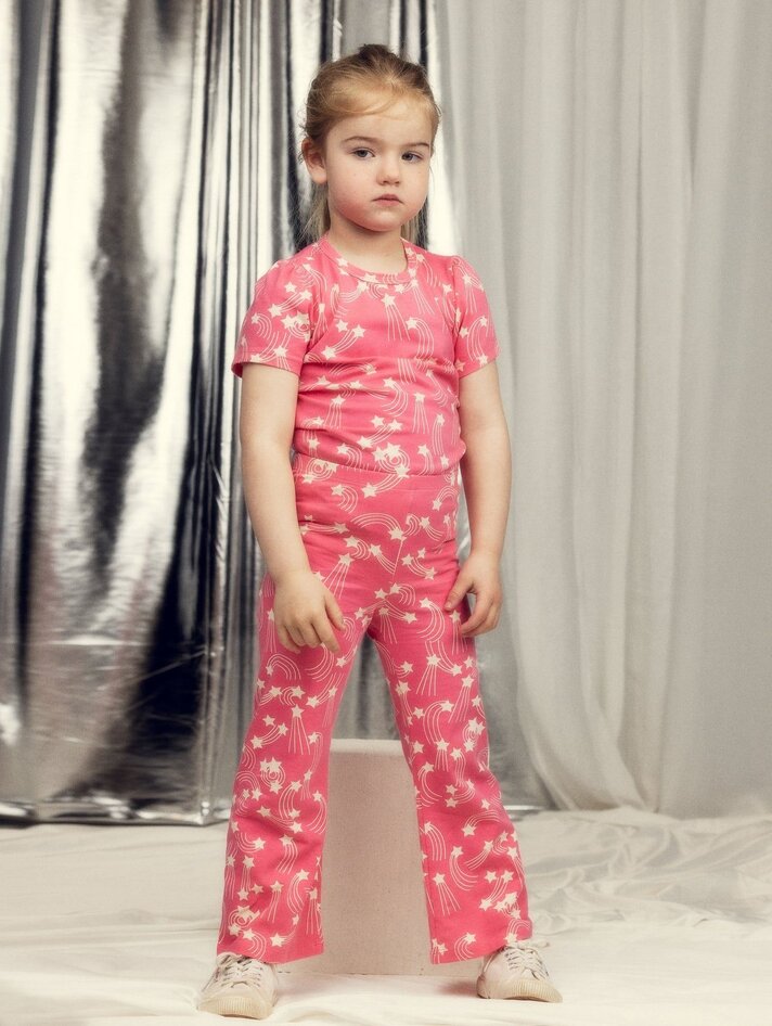 Mini Rodini Starfall Print Puff Sleeve Top - Yellow Turtle