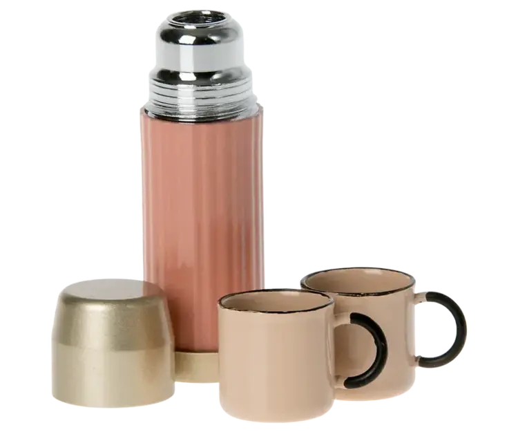 Maileg Thermos & Cups, Mouse - CORAL