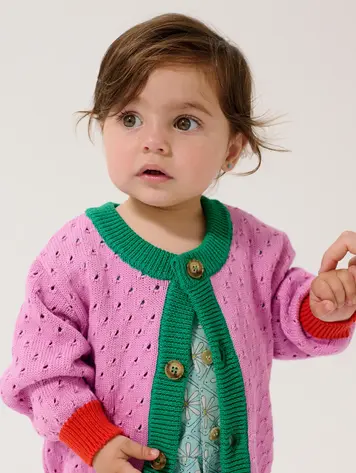 Bobo Choses Color Block open work cardigan