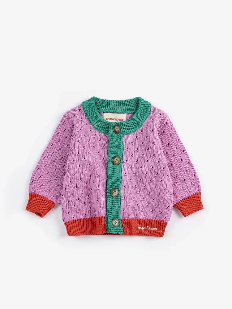 Bobo Choses Color Block open work cardigan